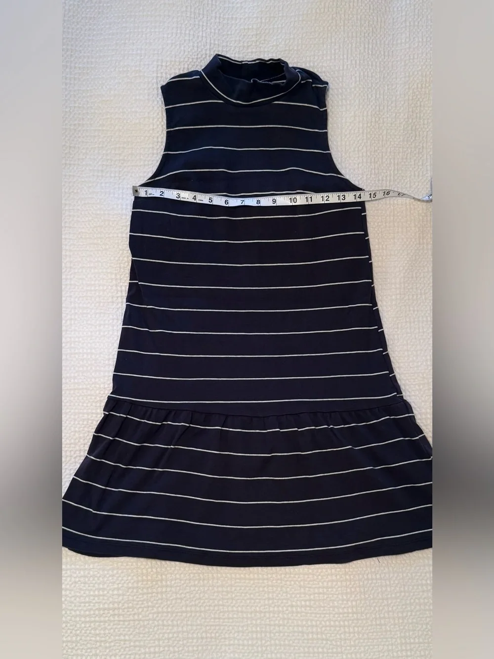 Abercrombie & Fitch | Navy White Striped Knit Dress | Sleeveless Mock Neck | XS
